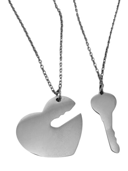 coppia collane cuore e chiave